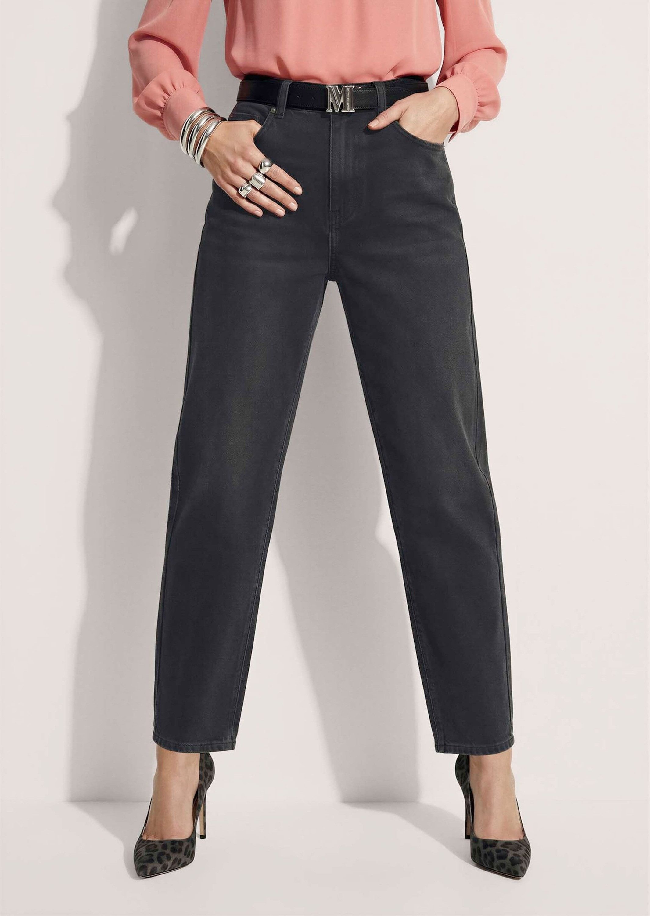 MADELEINE Gerade Jeans Modische Barrel-Leg-Jeans Weiche O-Form mit Bundfalte, Formbund & 4-Pocket-Design – Bild 3 von 5