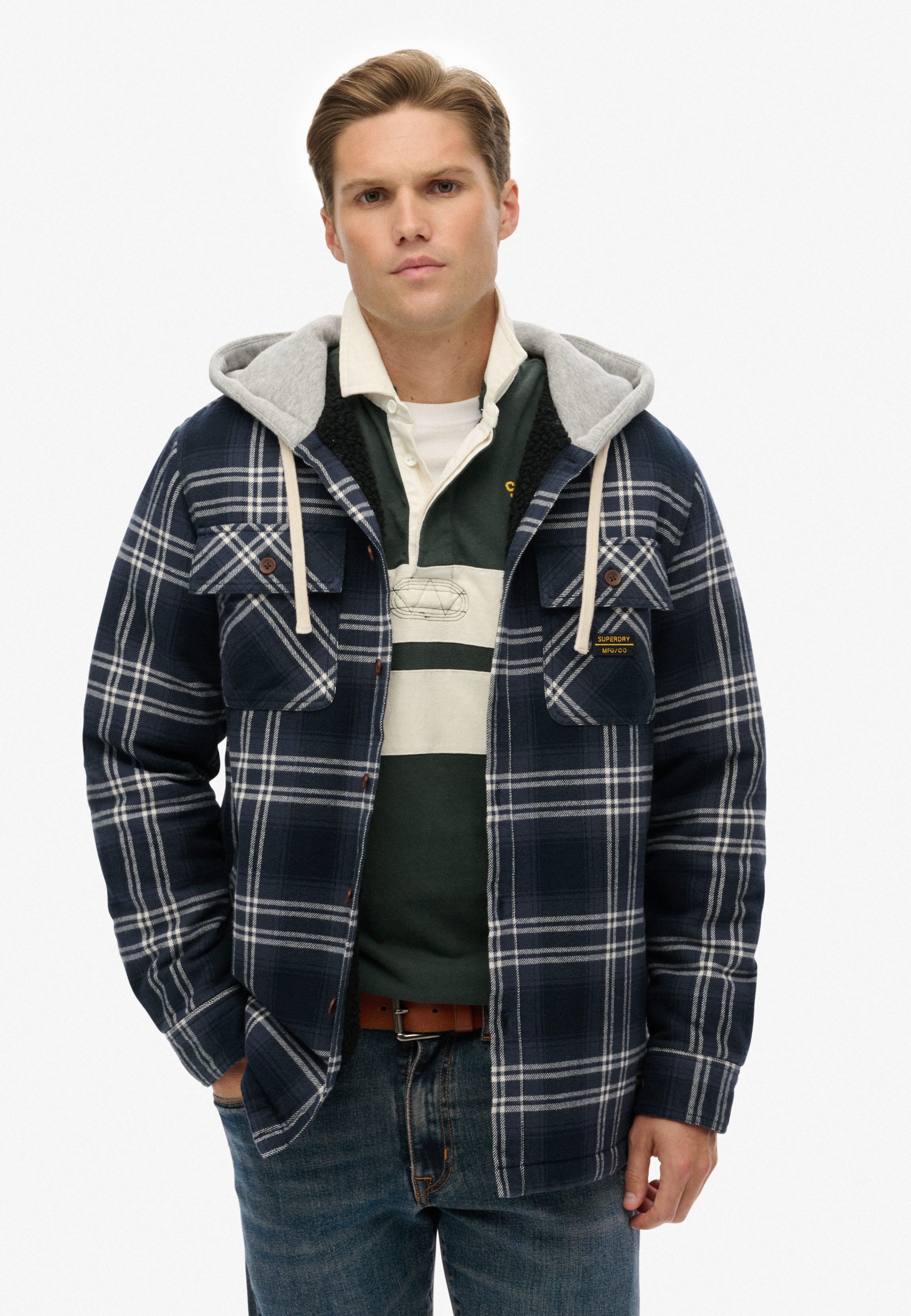Superdry Langarmhemd SURPLUS HOODED CHECK SHIRT