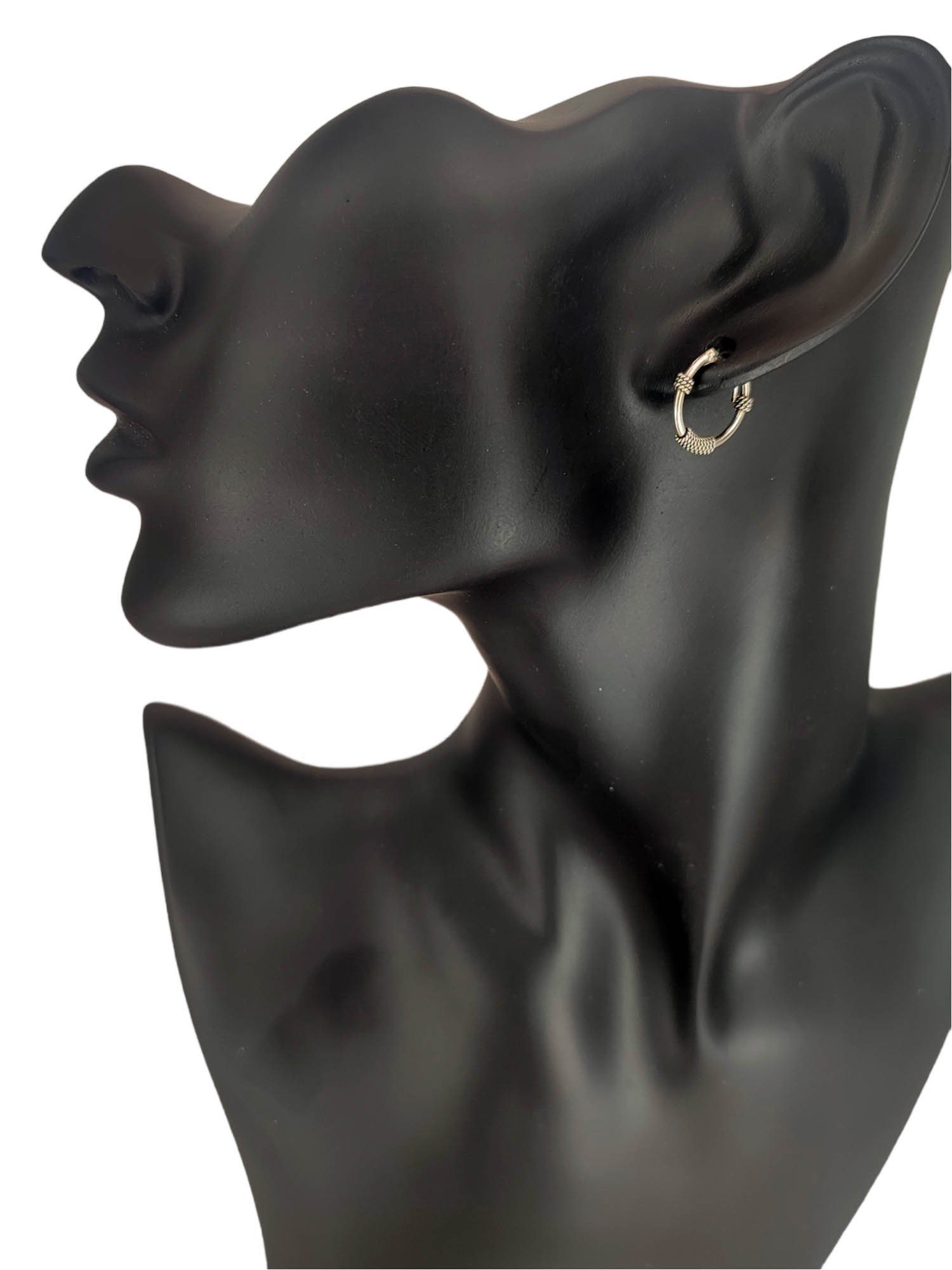 Silber 925 Ohrringe Ohrring-Set Creole Sterling Leather Paarpreis Kiss Kreolen Ohr Bali of