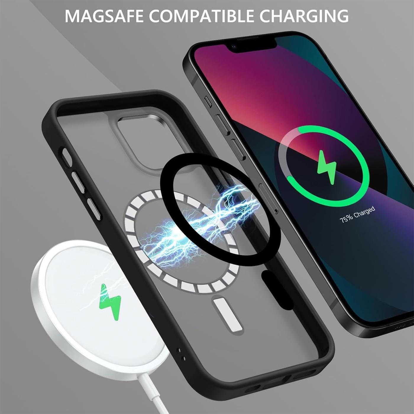 CoolGadget Handyhülle Magnet Hülle für iPhone 13 Schutzhülle mit Metall Kamerarahmen 6,1 Zoll, magnetisches Schutzcase Matt Stoßfest kompatibel mit Magsafe Zube – Bild 4 von 5