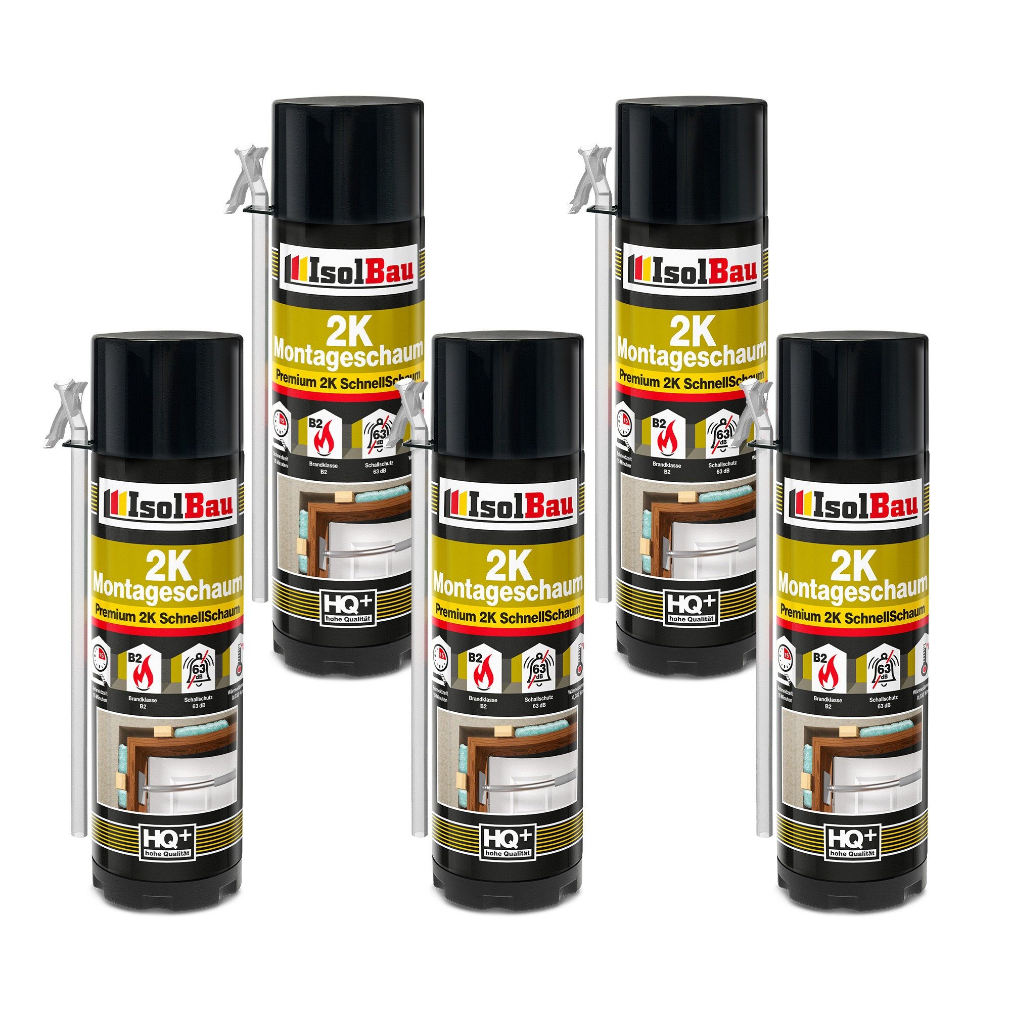 None Fenster 2K Montageschaum 5 x 400ml Zargenschaum PU-Schnellschaum für Türen, Fenster- und Türrahmen sowie Fensterbänken, Isolieren und Verlegen