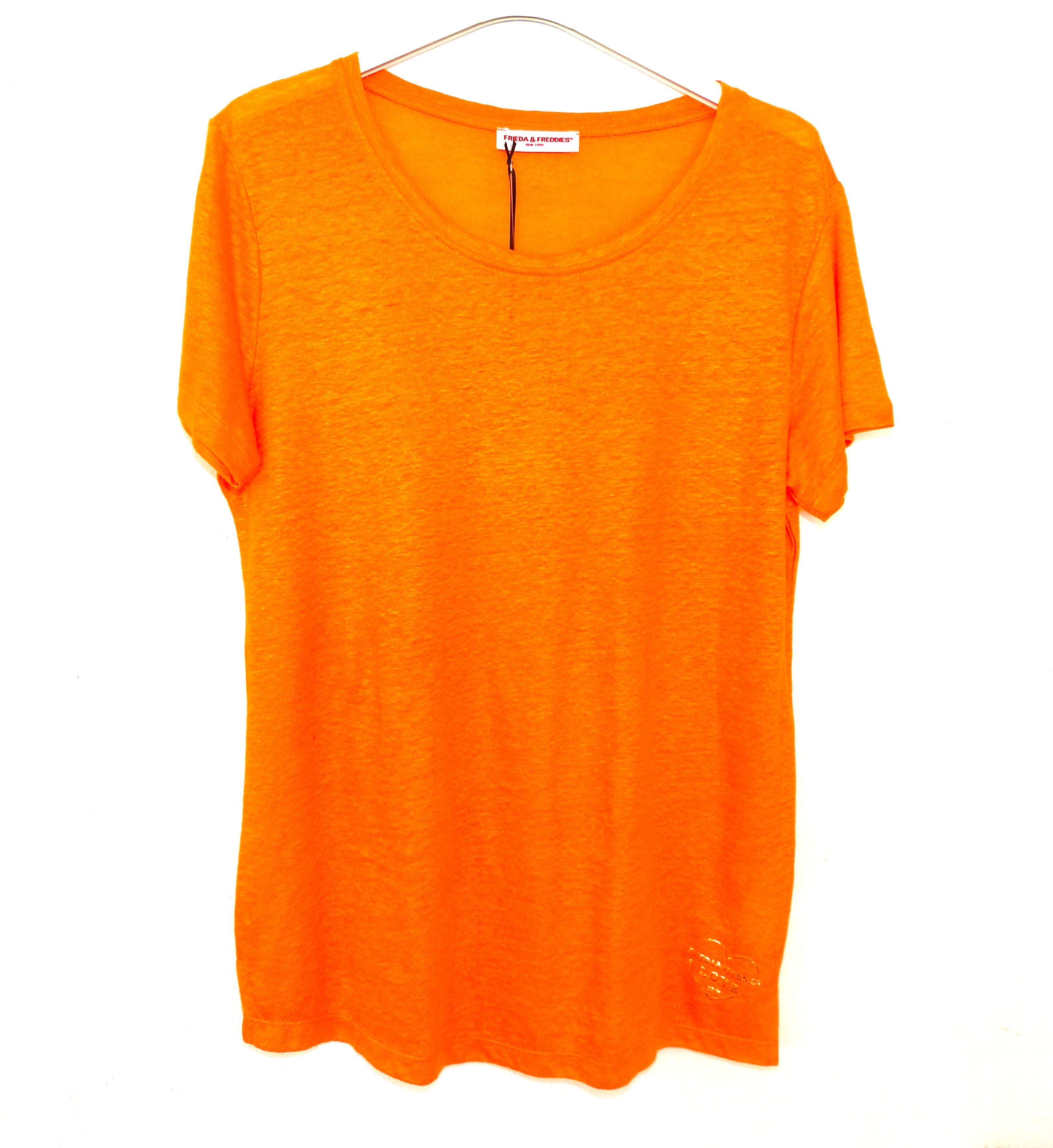 Frieda & Freddies NY Kurzarmshirt Leinen Shirt Orange