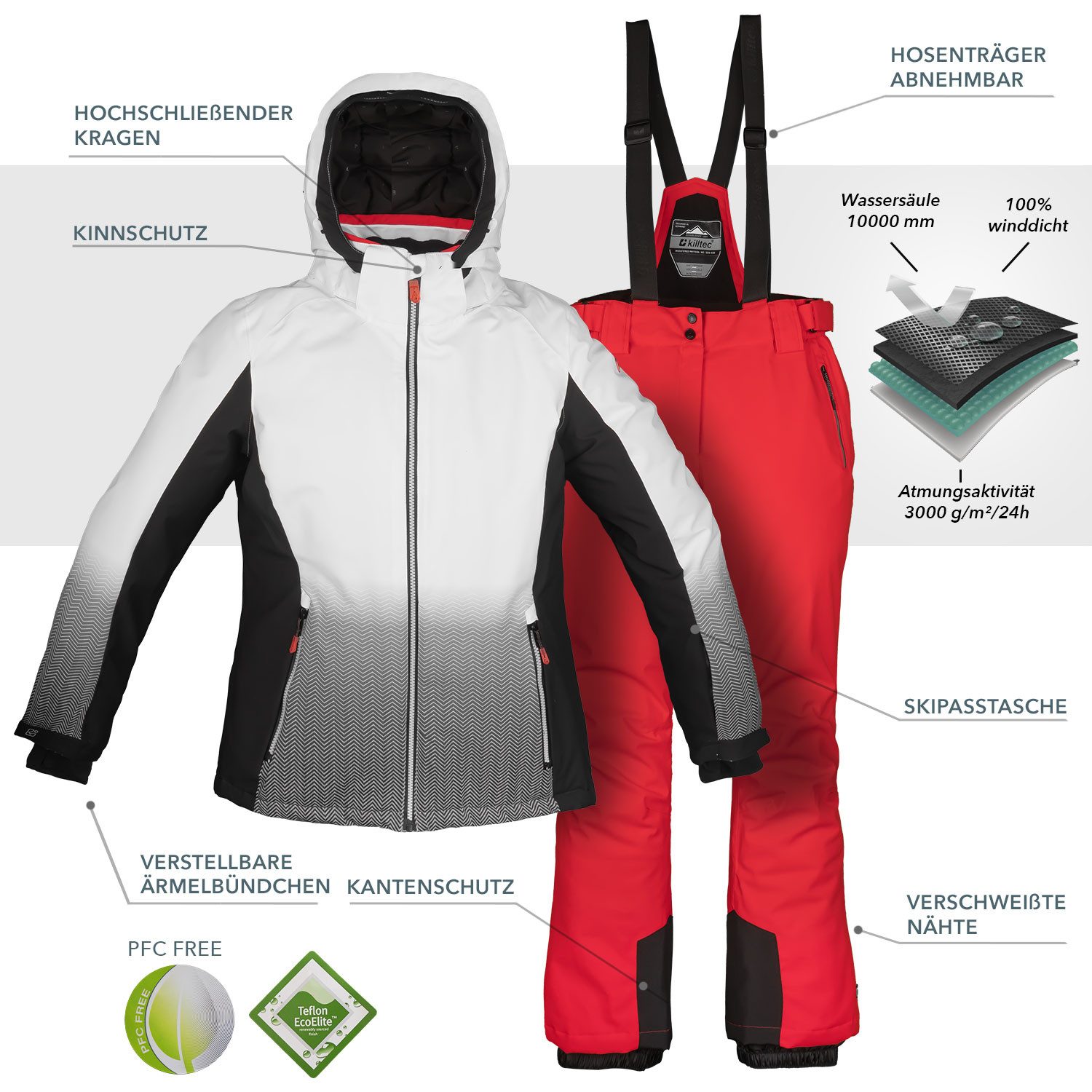Killtec Skianzug Skianzug Damen Skijacke hellgrau günstig online kaufen