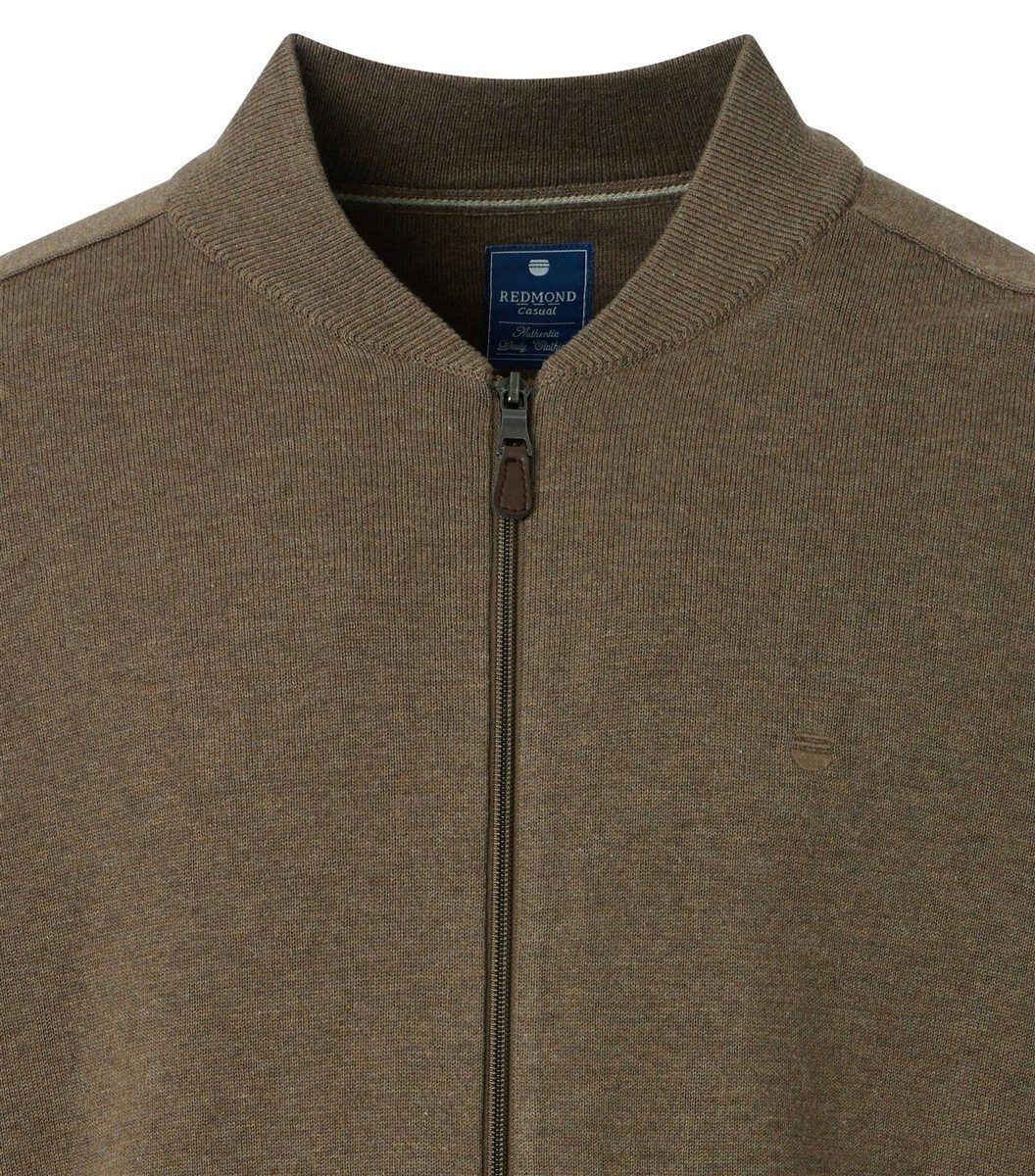 Redmond Strickjacke REDMOND Casual Herren Strickjacke College Zipper Comfort Braun – Bild 3 von 3