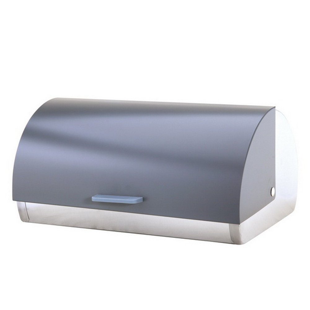 Michelino Brotkasten Edelstahl Brotbox Brotbehälter Brötchenaufbewahrung, (Rolldeckel lackiert), Belüftungslöcher auf der Rückseite