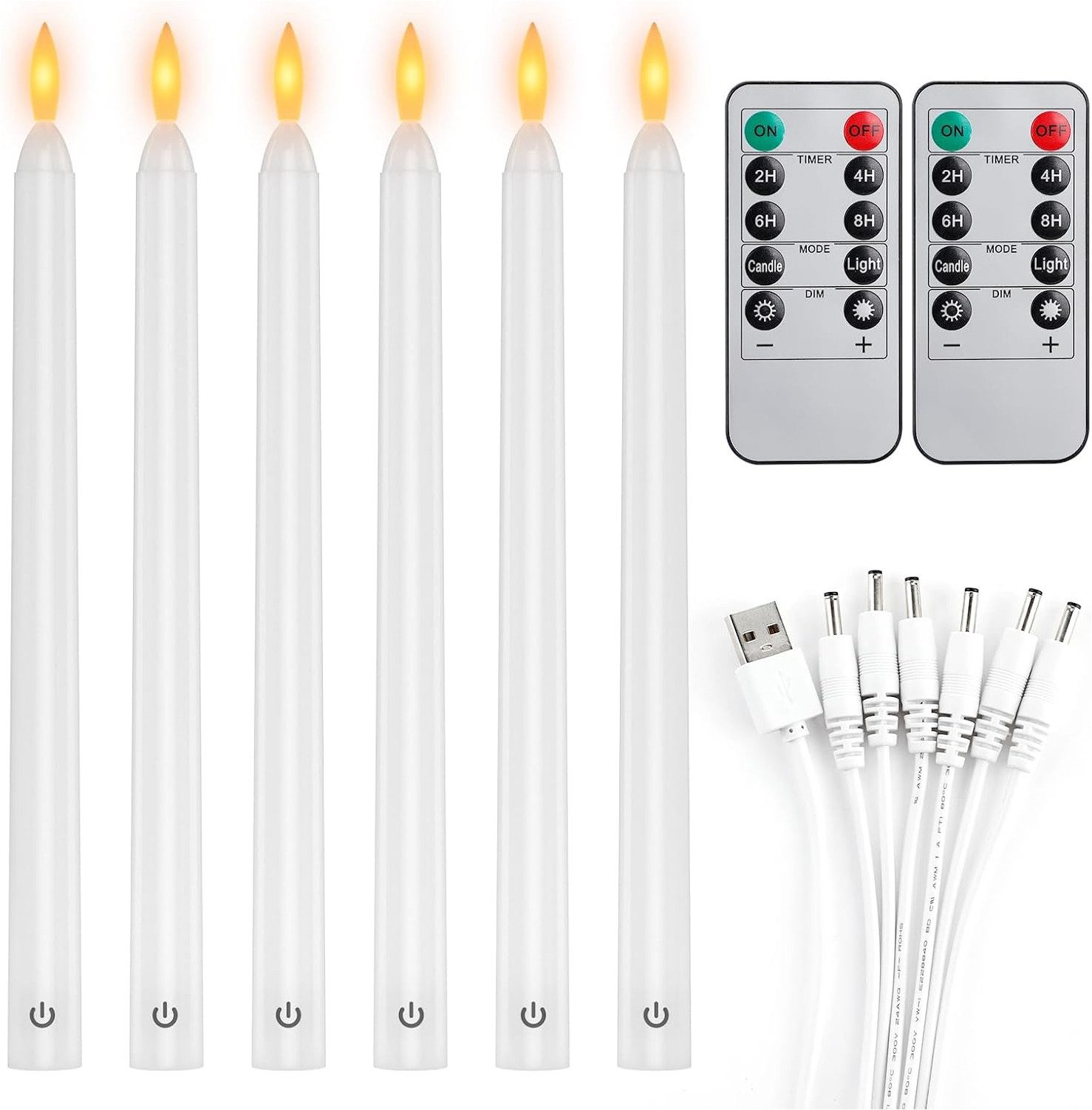LED-Kerze LED Stabkerzen 6er LED Flammenlose Kerzen mit Timer und Fernbedienung