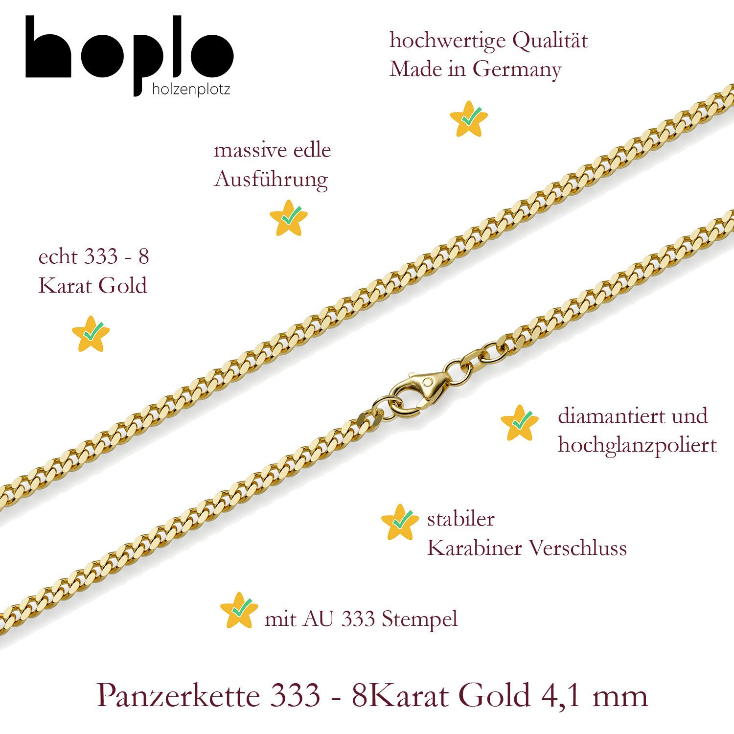 HOPLO Panzerkette Goldkette Panzerkette Länge 21cm günstig online kaufen