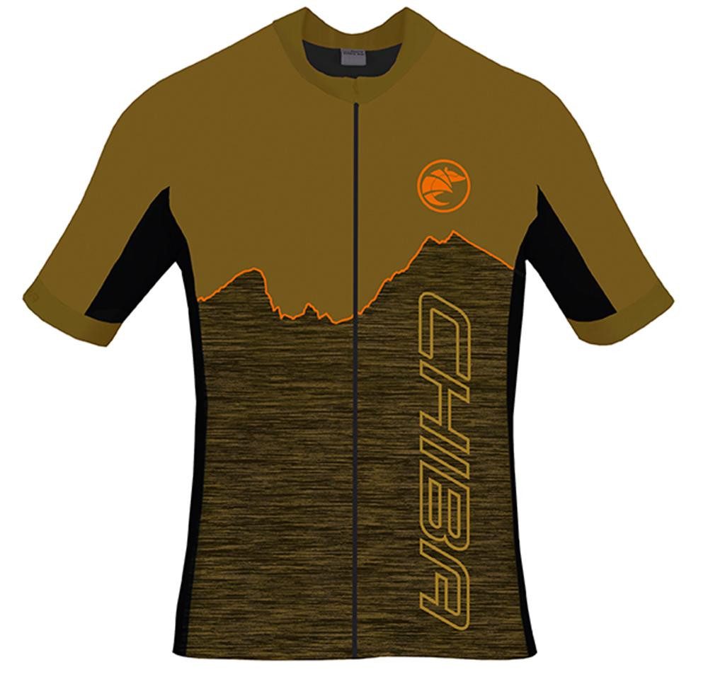 Chiba Funktionsshirt CHIBA Watzmann Shirt Herren - atmungsaktives Radsporttrikot olive/oran