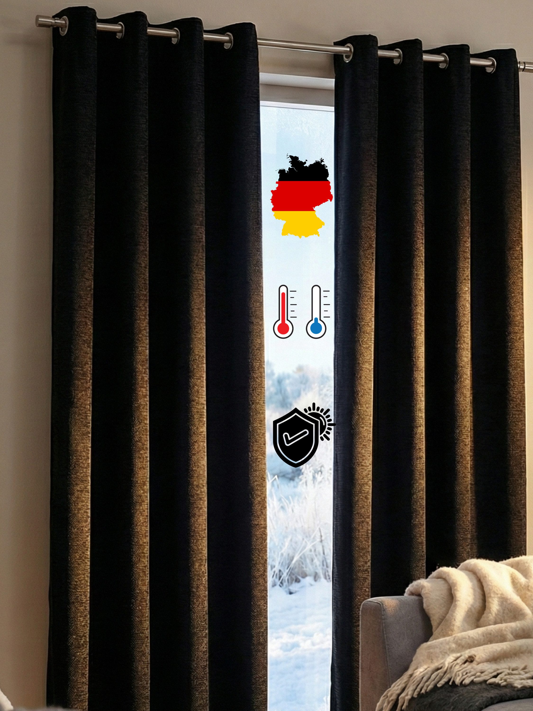 Wirth Vorhang Trondheim B (1 St), Ösen, blickdicht, Chenille