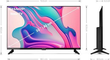 Sharp 1T-C32FDx LED-Fernseher (81 cm/32 Zoll, HD-ready, Smart-TV, Roku TV nur in Deutschland verfügbar, Rahmenlos, HDR10, Dolby Digital)