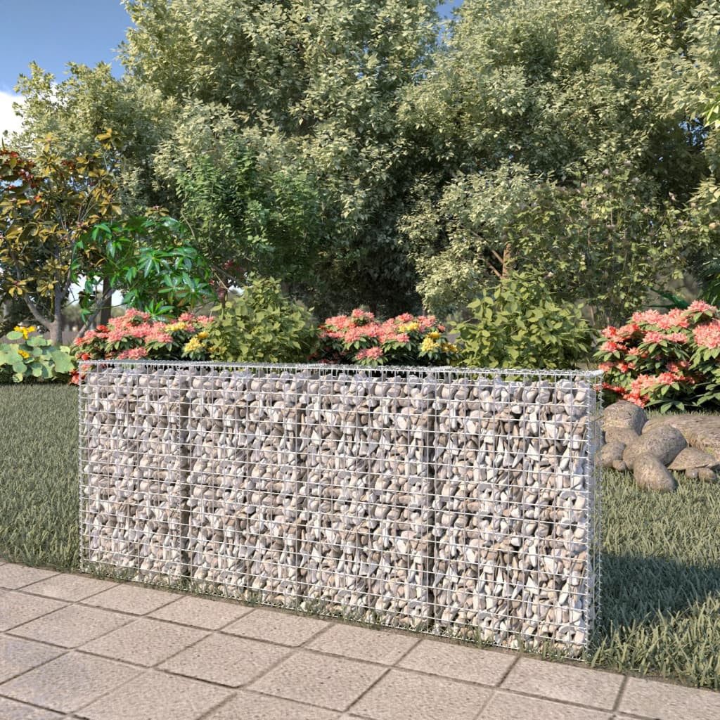 vidaXL Gabionenzaun, Gabionenwand mit Abdeckung Verzinkter Stahl 200×20×85 cm