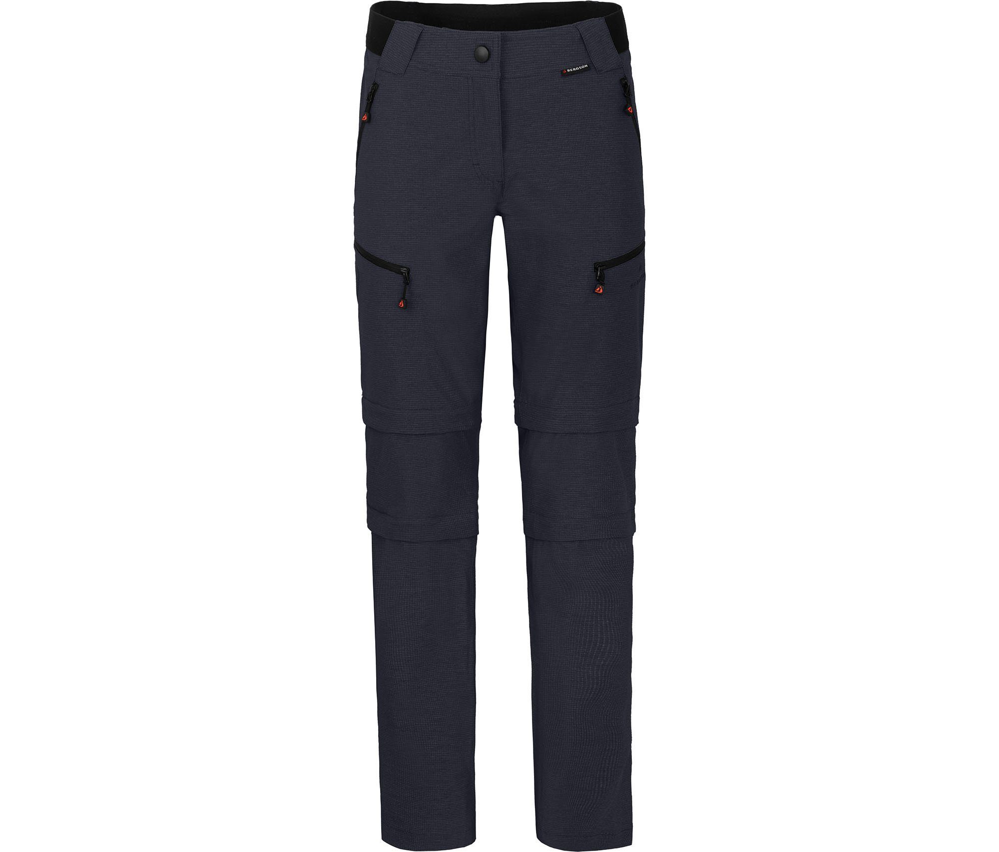 Bergson Zip-off-Hose PORI Doppel Zipp-Off mit T-ZIPP Damen Wanderhose, robust elastisch, Normalgrößen, Nacht blau