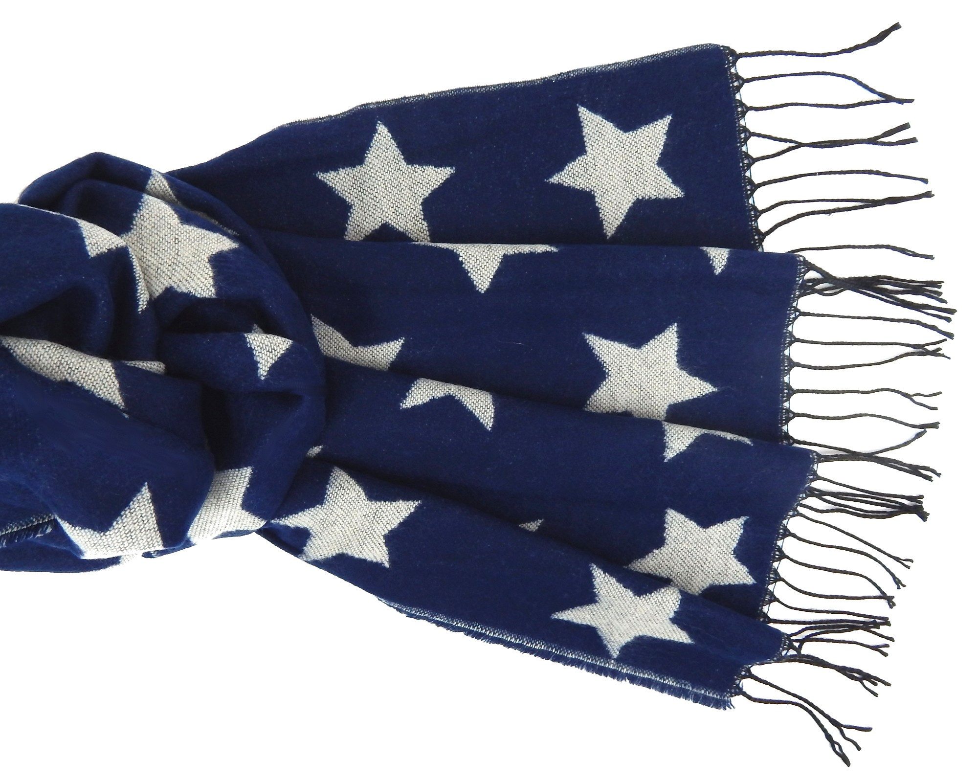 Ella Jonte Modeschal, Sterne rosa oder blau cremeweiß Winterschal mit Frans günstig online kaufen