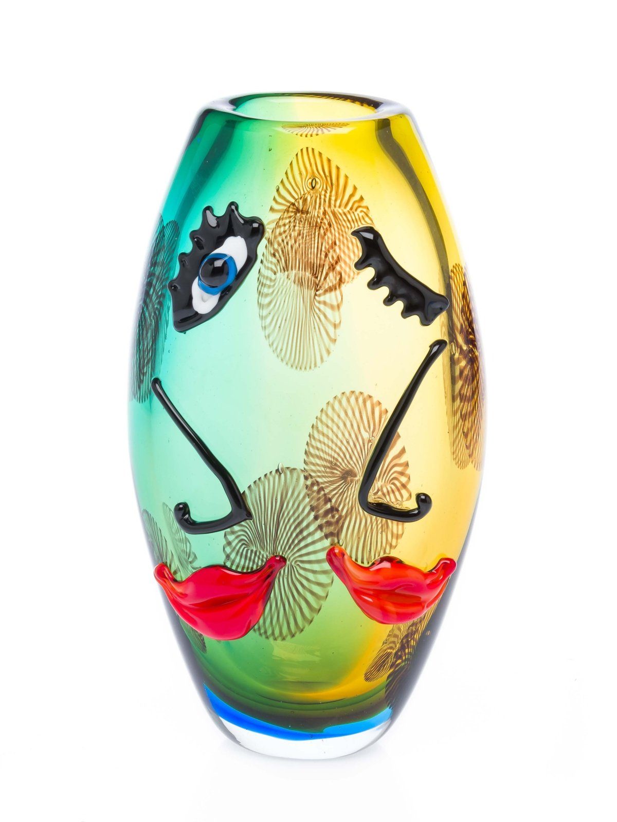 Aubaho Tischvase Glasvase Tischvase Gesicht moderne Kunst im Murano Stil Vase Blumenvas