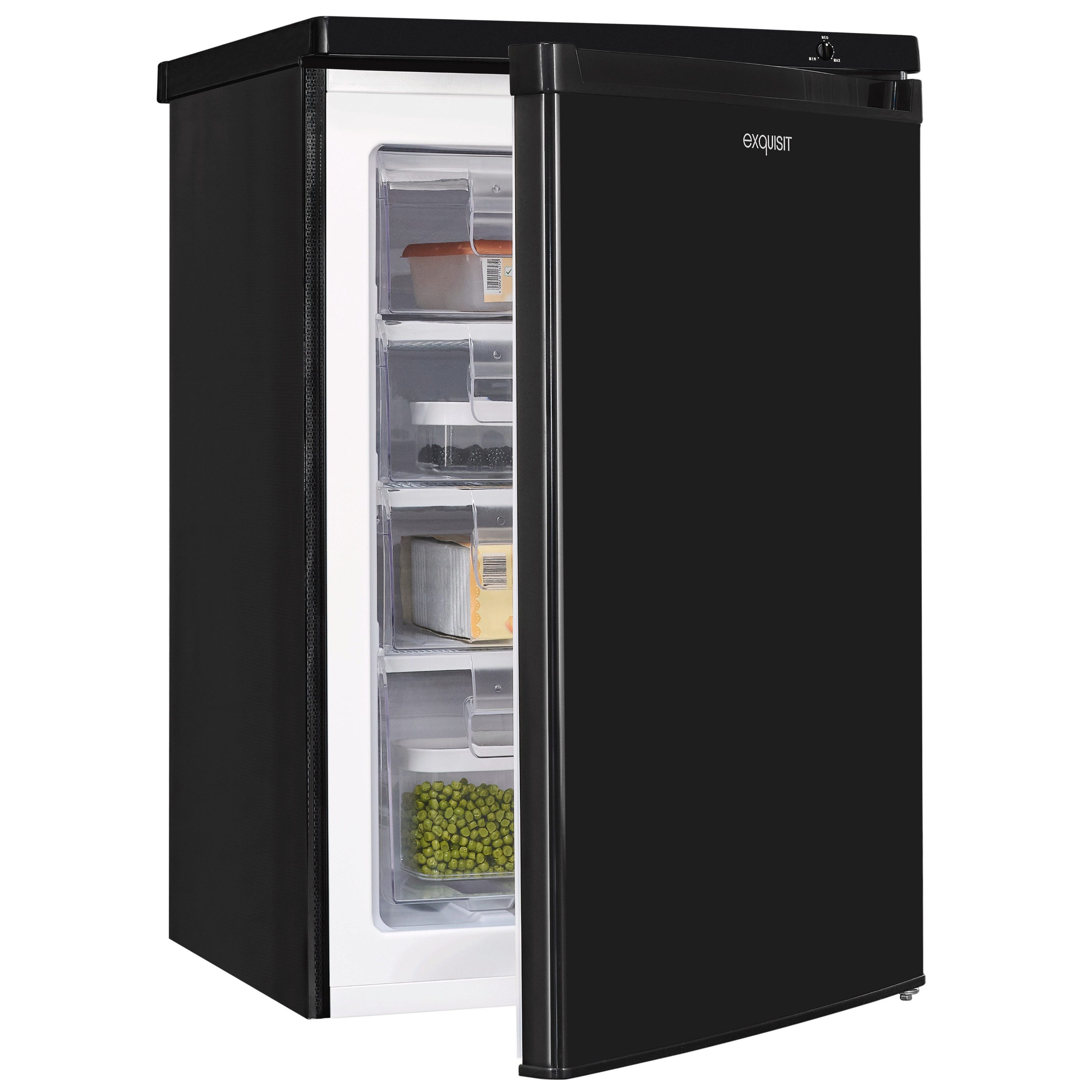 exquisit Gefrierschrank GS512-040E, 85.5 cm hoch, 55 cm breit, 91 l Nutzinhalt, 4 Gefrierschubladen, 40 dB Geräusch, Geräuschklasse C
