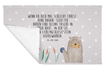 Mr. & Mrs. Panda Handtuch Otter Stein - Grau Pastell - Geschenk, Seeotter, Fischotter, munter, (1-St), Bunt bedruckt