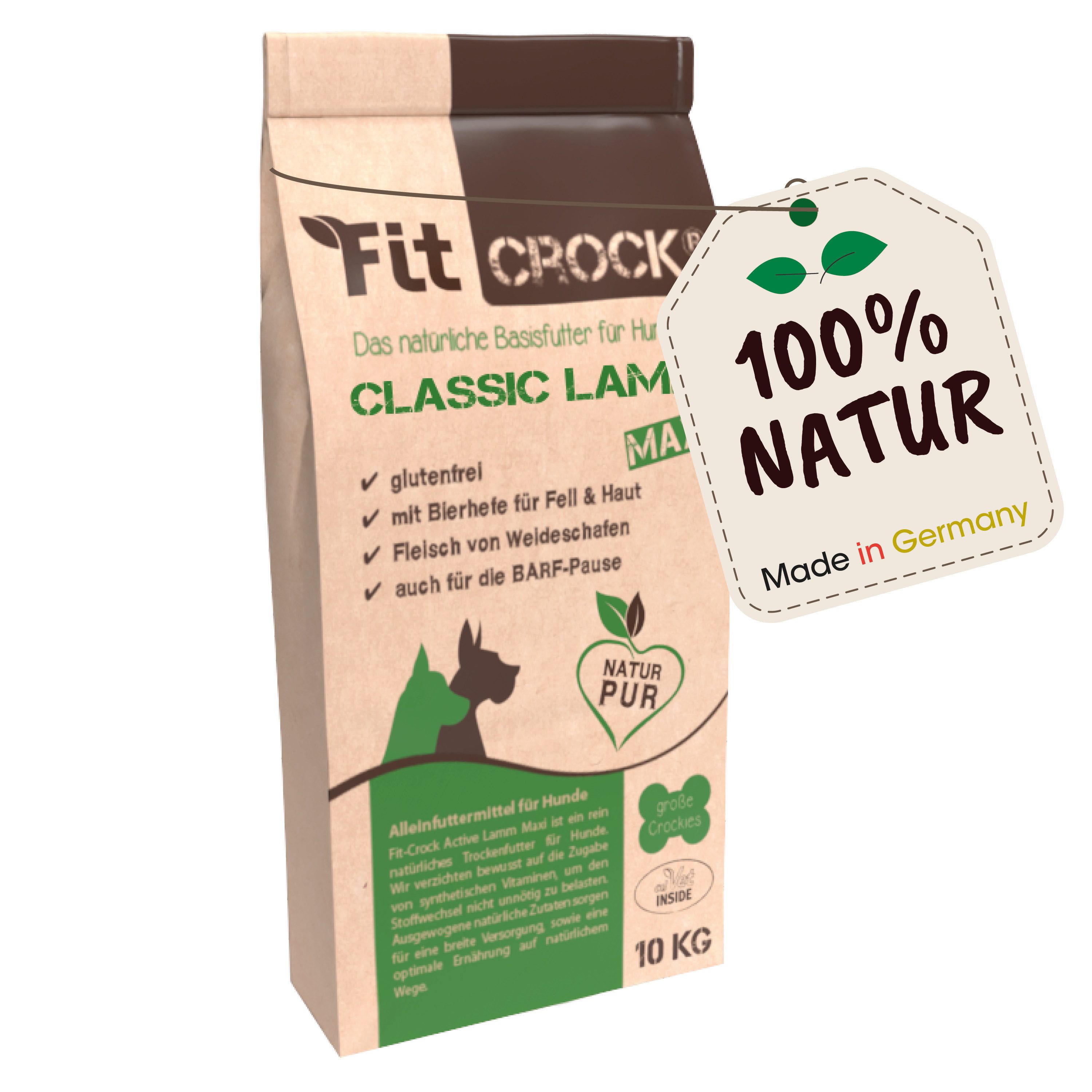cdVet Fit-Crock Classic Lamm Maxi, Hauptfutter für: Hunde, Kaltgepresstes Hundefutter, Glutenfrei - Rezeptur ohne Weizen