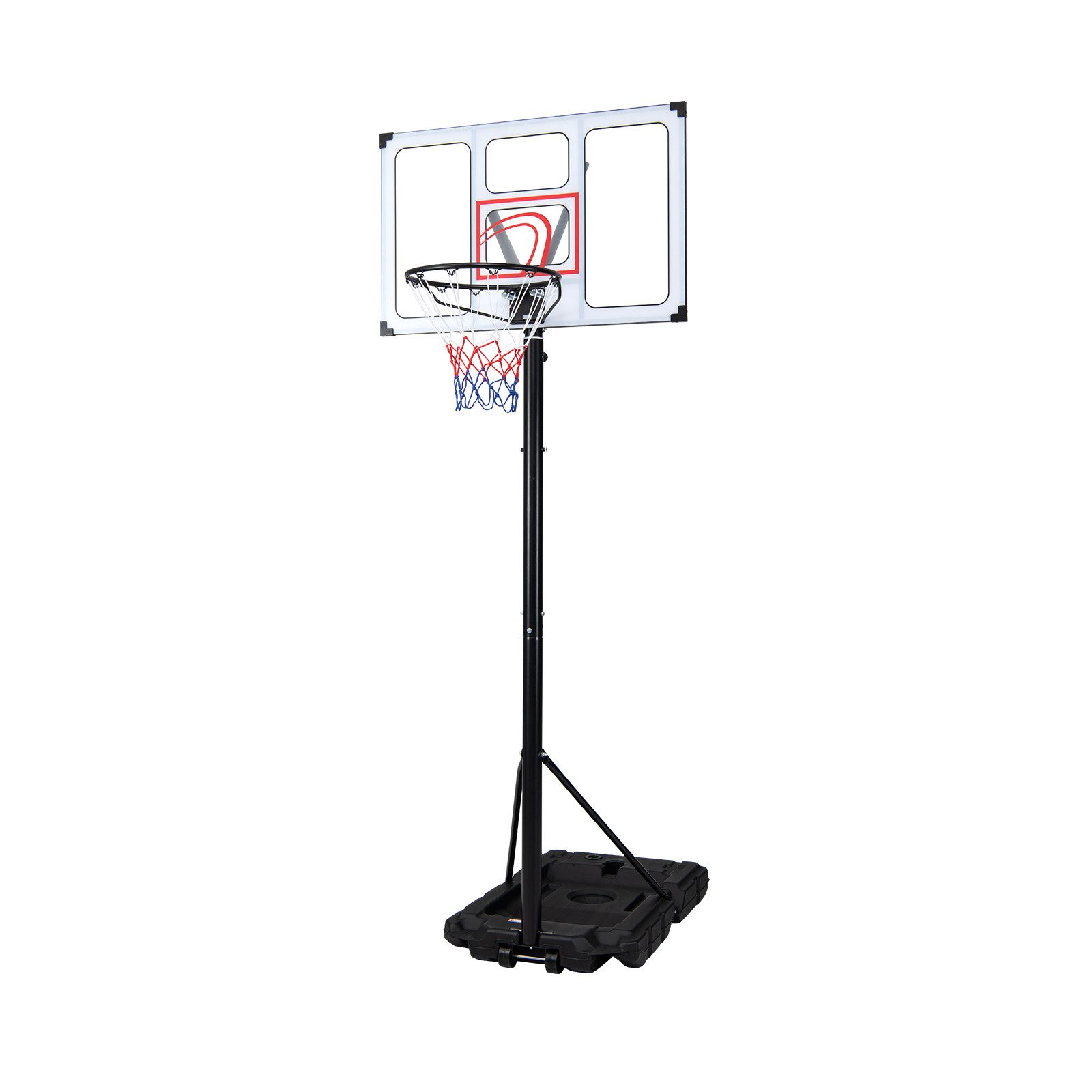 COSTWAY Basketballständer, 125-305cm, mit 108cm bruchsicherem Backboard