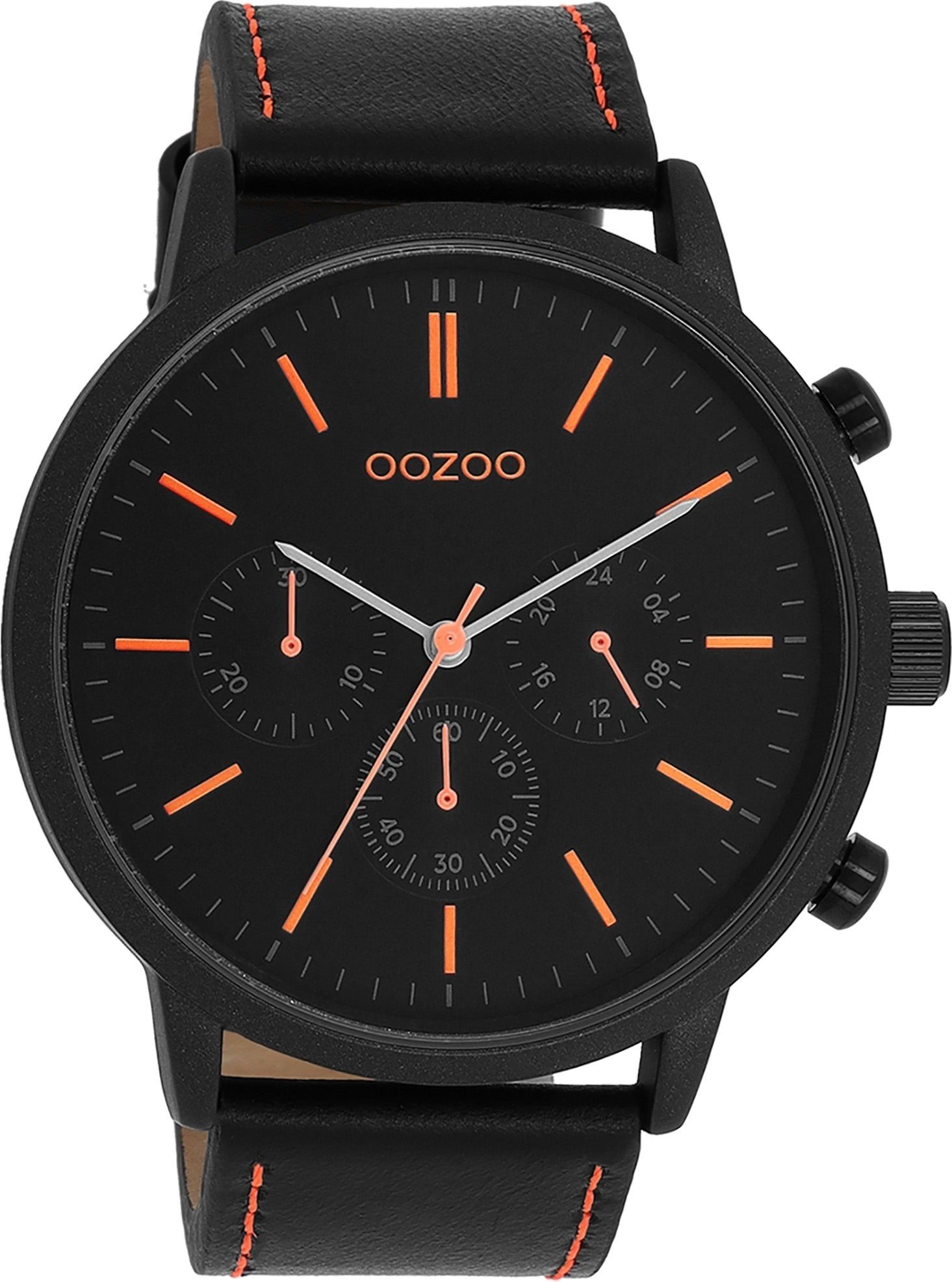 OOZOO Quarzuhr Oozoo Herren Armbanduhr Timepieces Analog, (Analoguhr), Herrenuhr rund, extra groß (ca. 50mm) Lederarmband, Fashion-Style