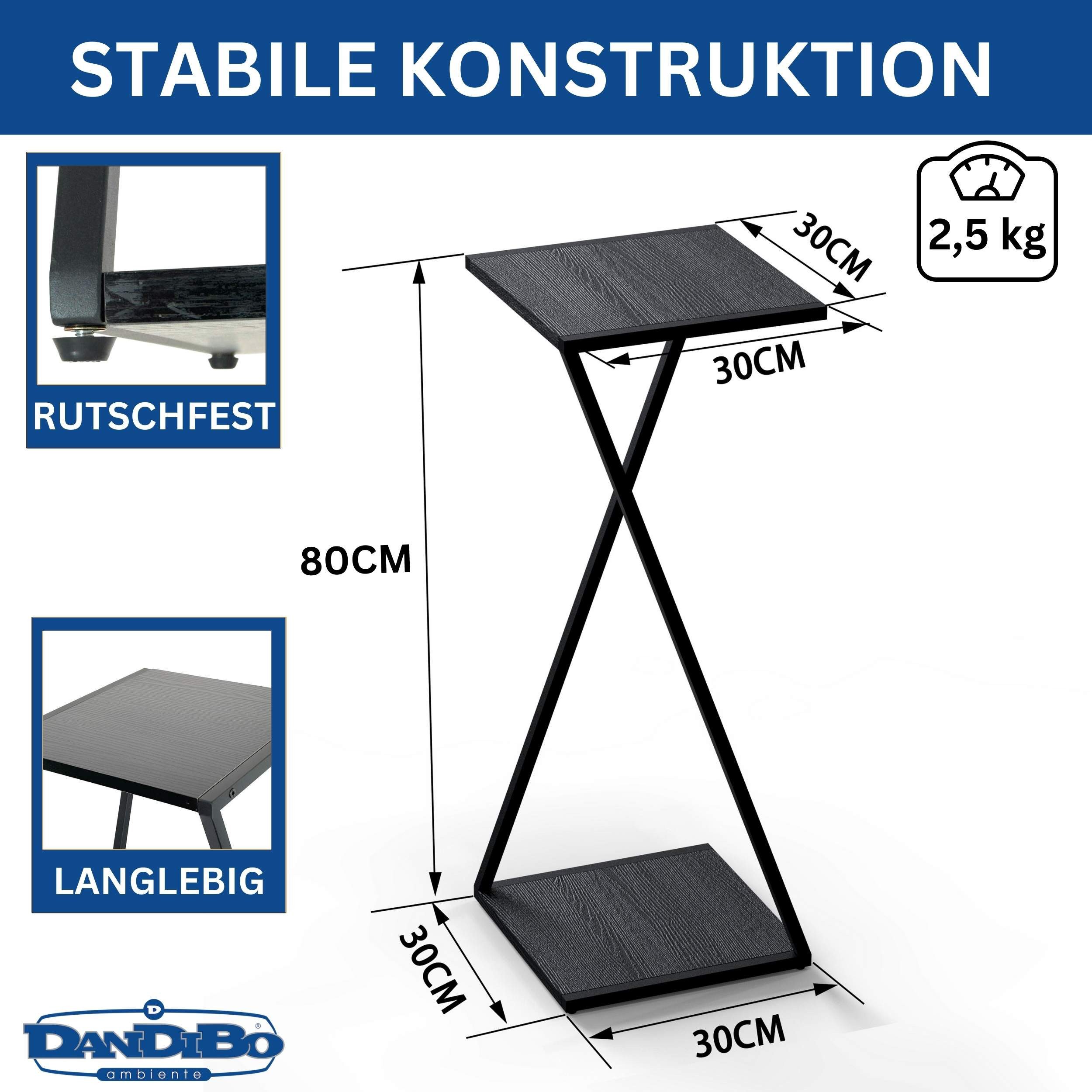 DanDiBo Blumenständer Metall Schwarz Eckig 80 cm Z-Form 96641 Pflanzenständ günstig online kaufen