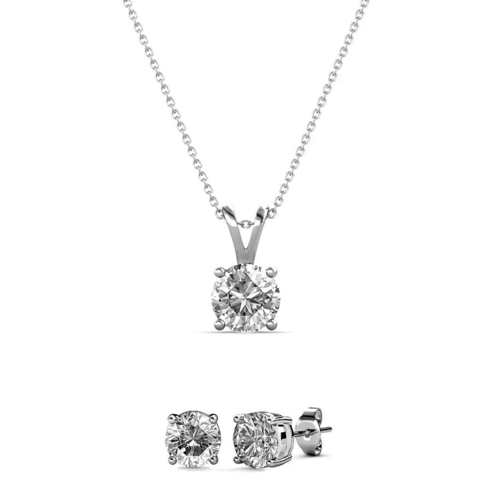 Schmuckset "Mary" Silberkette und Silber-Ohrringe mit Kristall