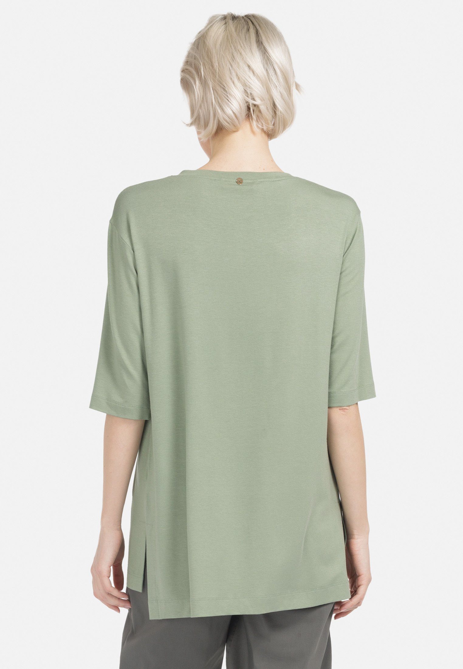 olive Longshirt . HELMIDGE T-Shirt