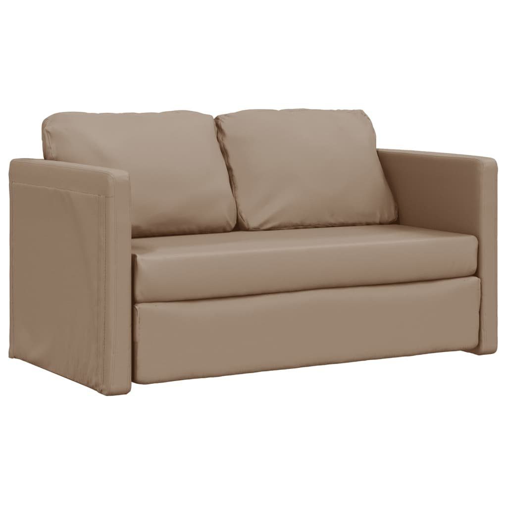 vidaXL Sofa Bodensofa mit Schlaffunktion Cappuccino-Braun Kunstleder