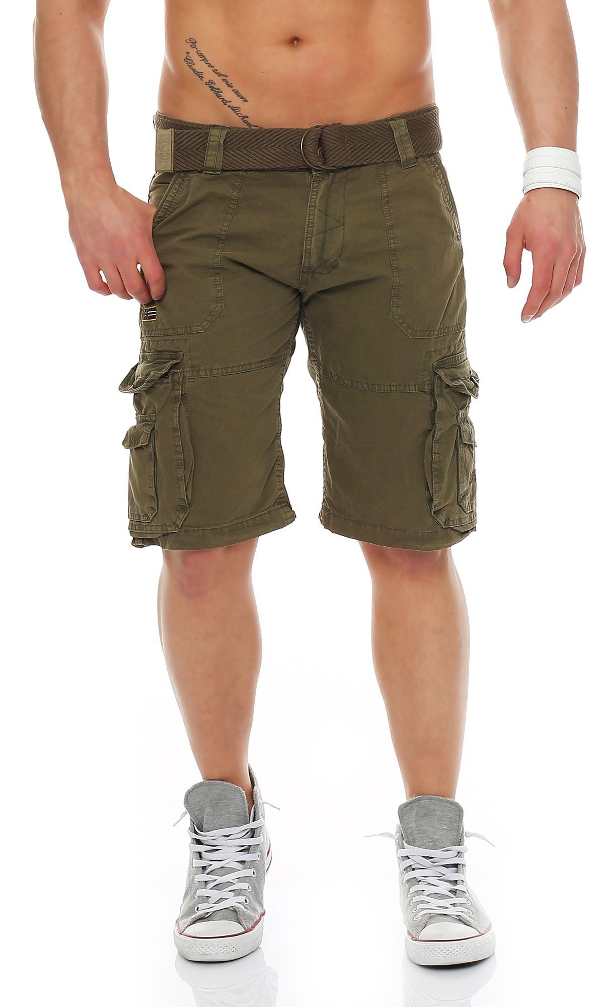 Geographical Norway Cargoshorts Herren Shorts PARACHUTE (mit abnehmbarem Gürtel) Shorts, kurze Hose, unifarben