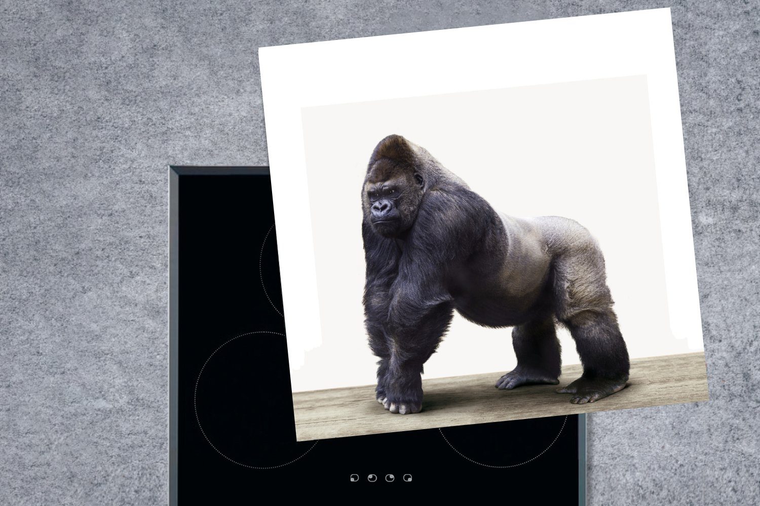 - Affe, 78x78 cm, MuchoWow Arbeitsplatte Gorilla (1 tlg), Ceranfeldabdeckung, - für Herdblende-/Abdeckplatte Vinyl, Tier küche