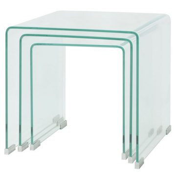 vidaXL Couchtisch Dreiteiliges Satztisch-Set aus gehärtetem Glas Transparent (3-St)
