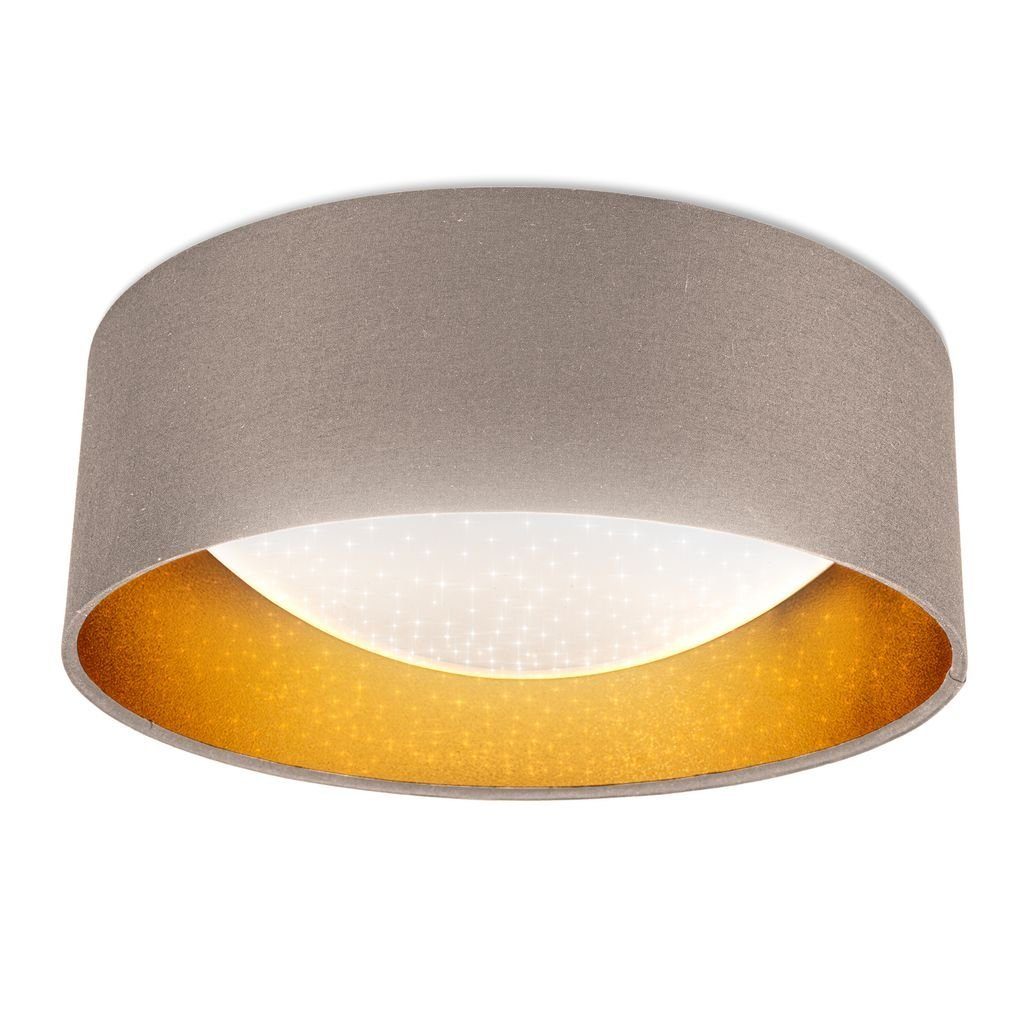 Deckenleuchte LED Stoff-Deckenlampe 32cm Sternenhimmeleffekt Taupe-Gold - BKL1307