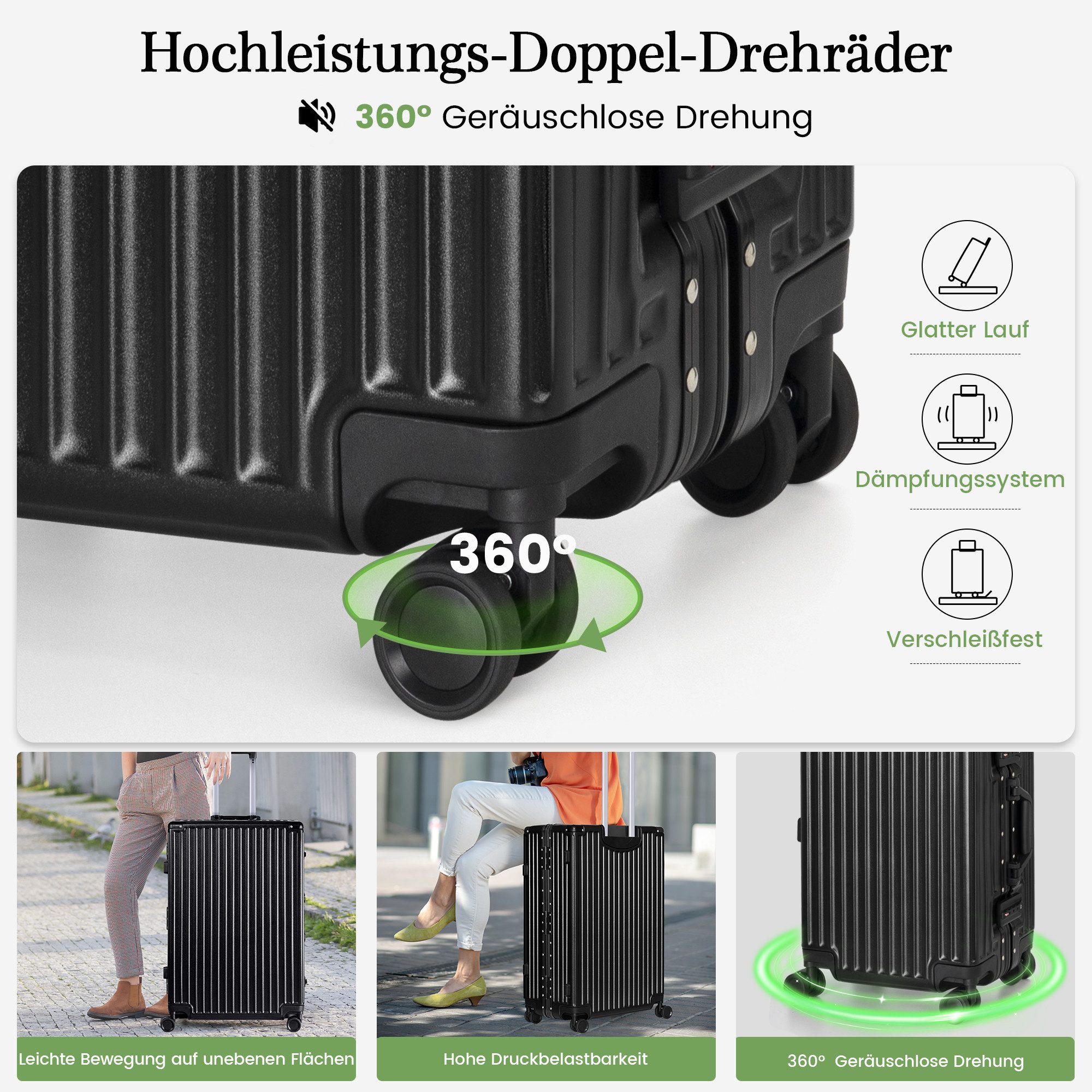 Coolhut Handgepäck-Trolley Reisekoffer Hartschalen-Koffer Alu-Rahmen mit günstig online kaufen