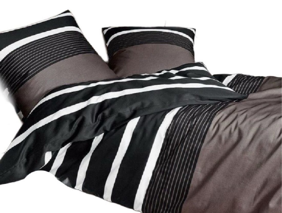 soma Bettwäsche Bettbezug 135x200 80x80 gestreift braun schwarz Streifen bi günstig online kaufen
