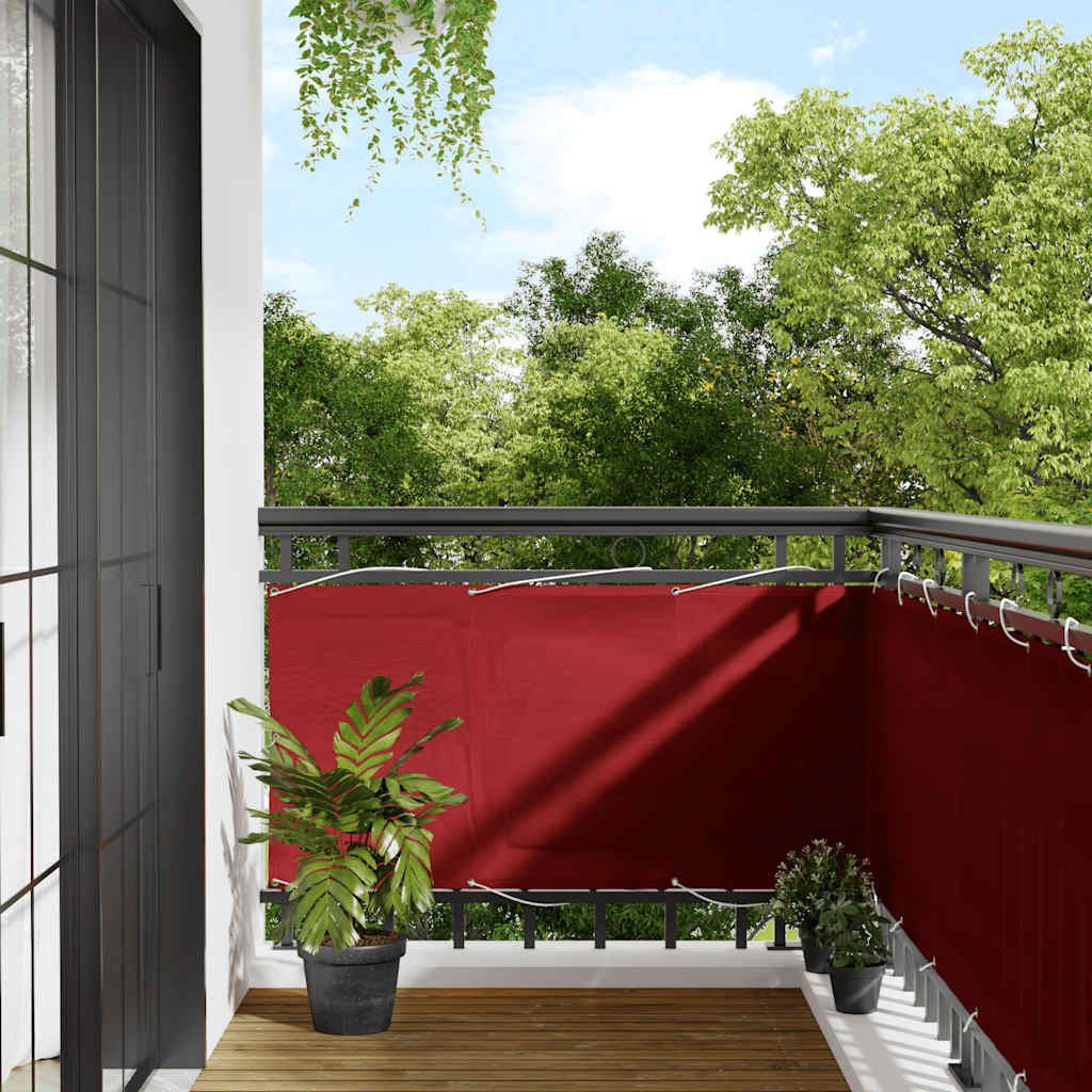 vidaXL Balkonsichtschutz Balkon-Sichtschutz Rot 75x700 cm 100 % Polyester-Oxford (1-St)