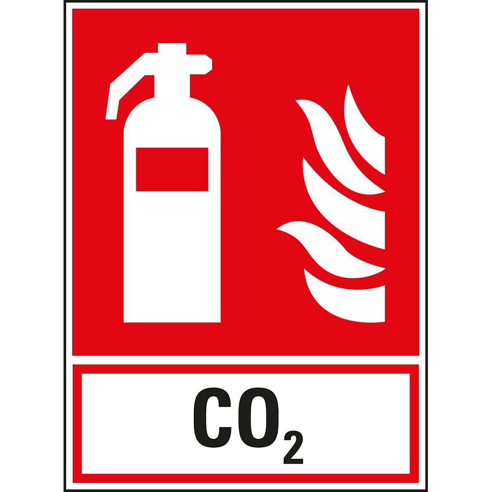 König Werbeanlagen Hinweisschild Brandschutz-Schild Feuerlöscher CO2, ISO, Folie, selbstkl., 200x270mm