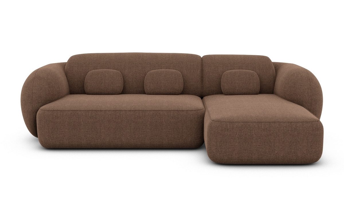 Sofa Dreams Ecksofa Altea L Form kurz Stoffsofa, Eckcouch, Ottomane, 4-Sitzer, Strukturstoff Bezug in Braun
