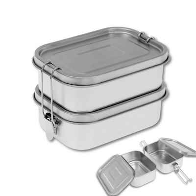 Flanacom Vorratsdose Brotdose Edelstahl Lunchbox Kinder 2x 750 ml (Doppel Brotbox), (2-tlg., ineinander stapelbar, 2er Set)
