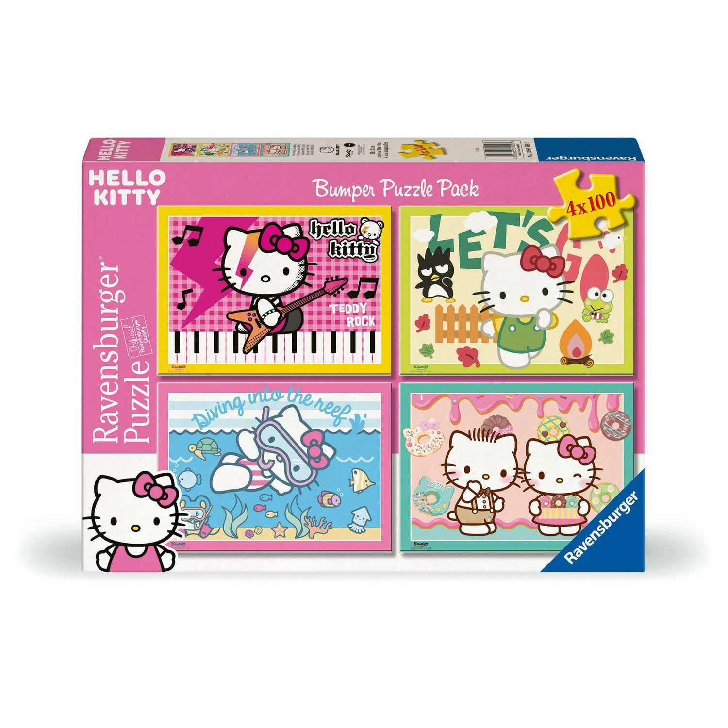Ravensburger Puzzle Kinderpuzzle 4x100 Teile - Los geht's, Hello Kitty!, 100 Puzzleteile