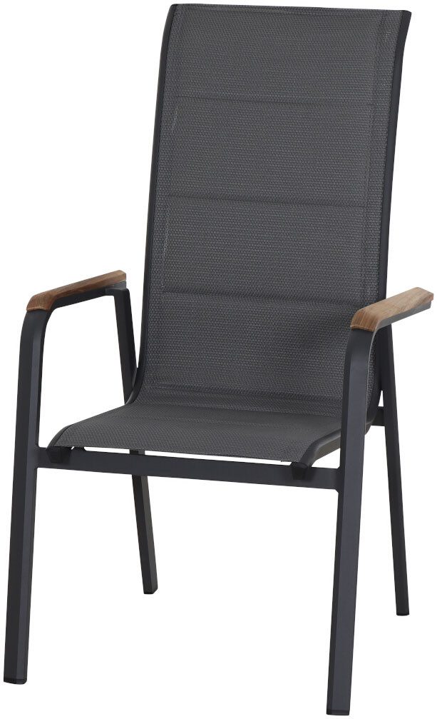 Siena Garden Gartensessel Tesoro HighBack Stapelsessel 2er-Set (Set, 2-St), Alu, Textil, Teak FSC 100 %