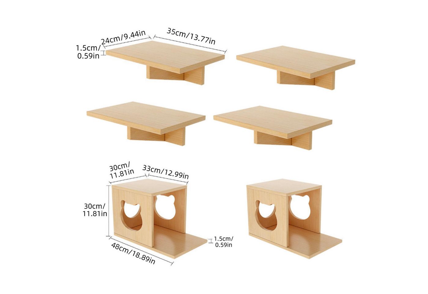 Thumbnail - TWSOUL Katzen-Kletterwand 9 Stück Deluxe-Katzenmöbel aus Holz, Katzenbett, Klettergerüst, Tragkraft 12kg, Wandmontage im...