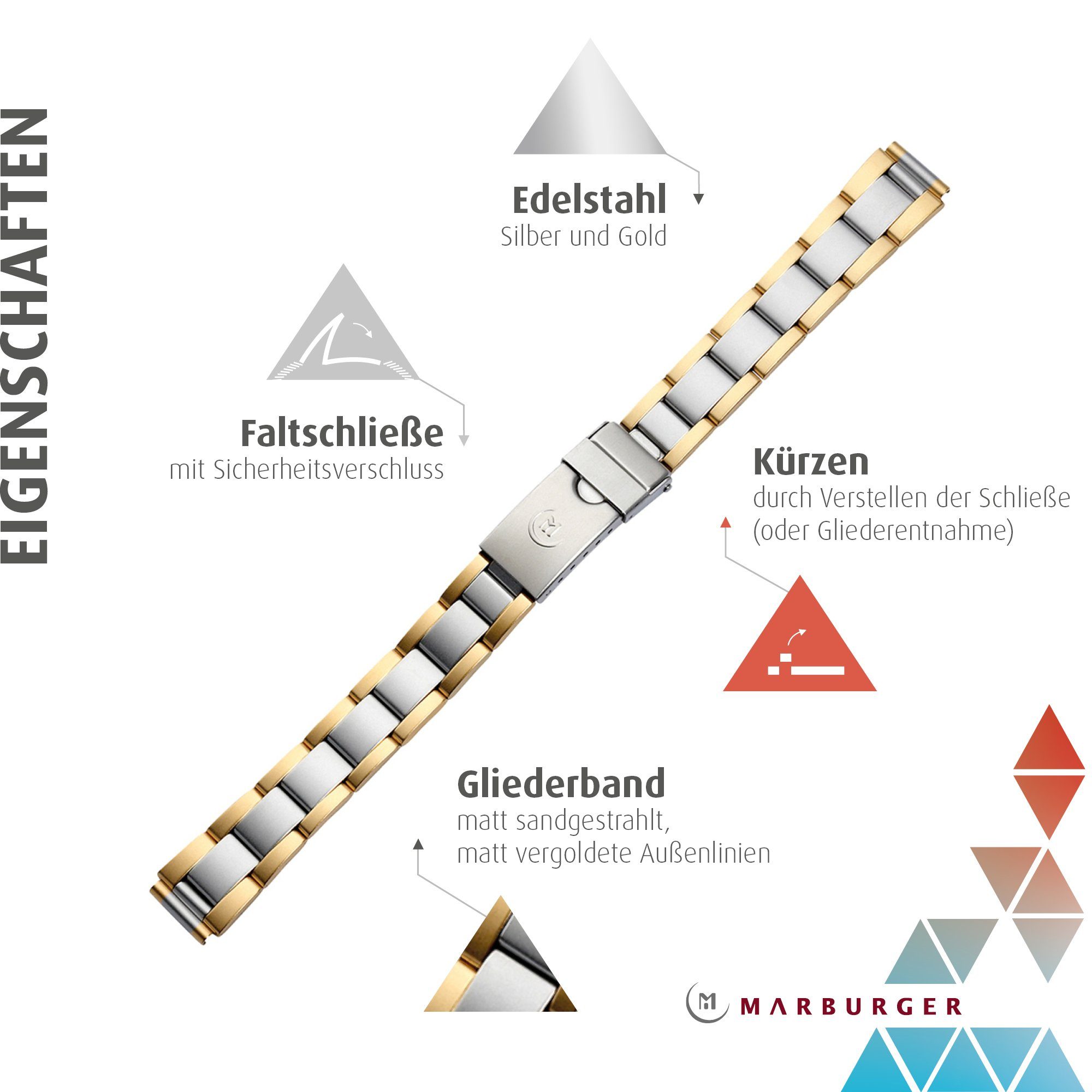 MARBURGER Uhrenarmband 12mm Edelstahl Silber günstig online kaufen