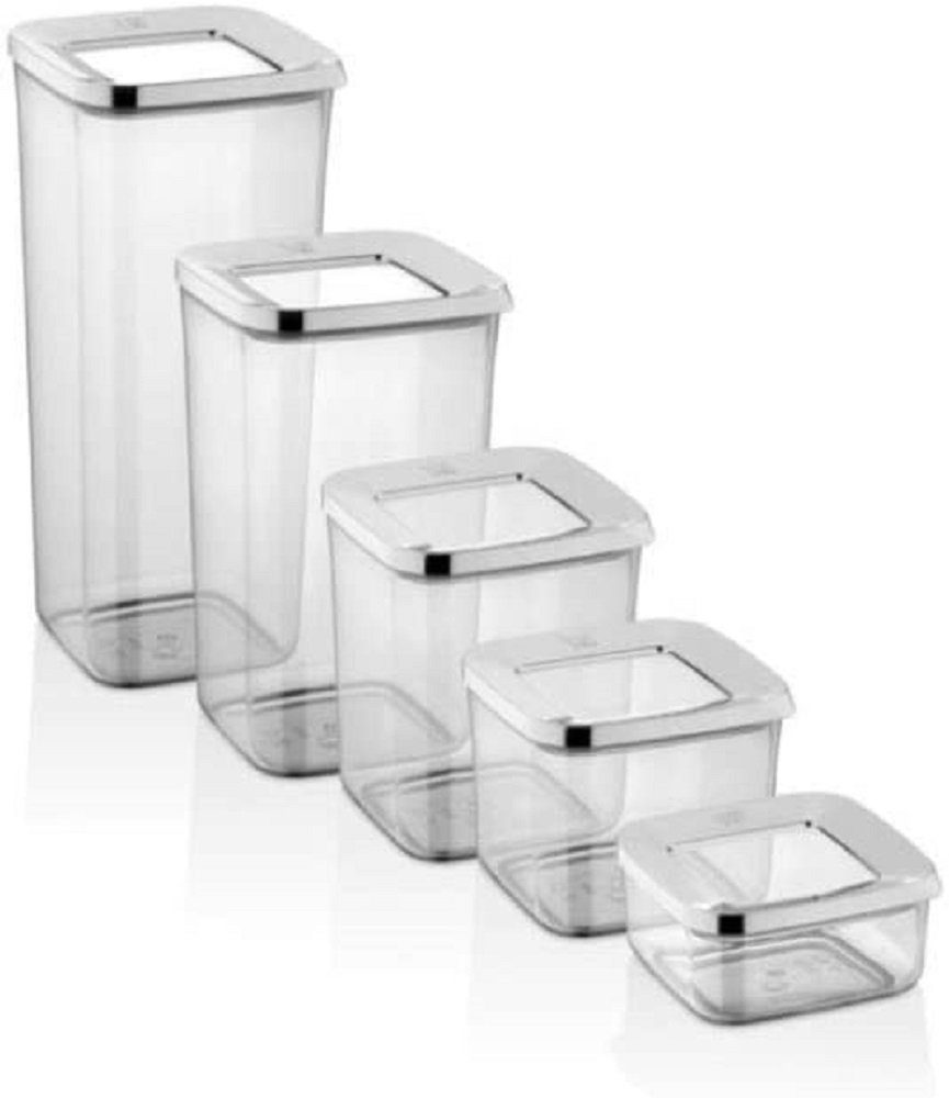 Stück Set Aufbewahrung (5-tlg) Silber Gläser Aufbewahrung Container Vorratsdose VP-113, von Ahmet Vip Lebensmitteln stapelbar 5 stilvolle