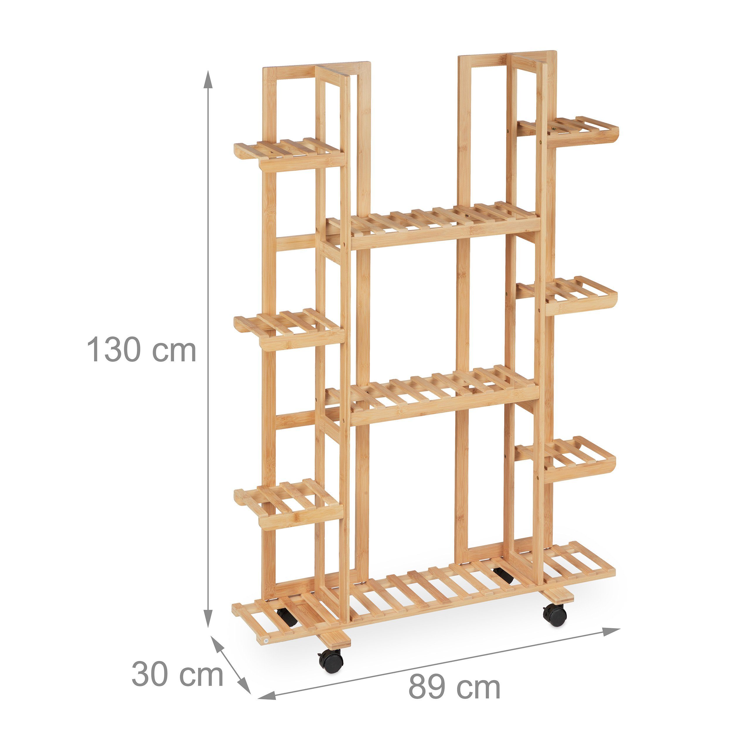 relaxdays Blumenständer Bambus Pflanzenregal