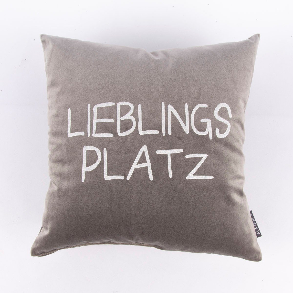 Magma Heimtex Декоративные подушки Magma Deko Samtkissen Lieblingsplatz grau weiß 40x40cm