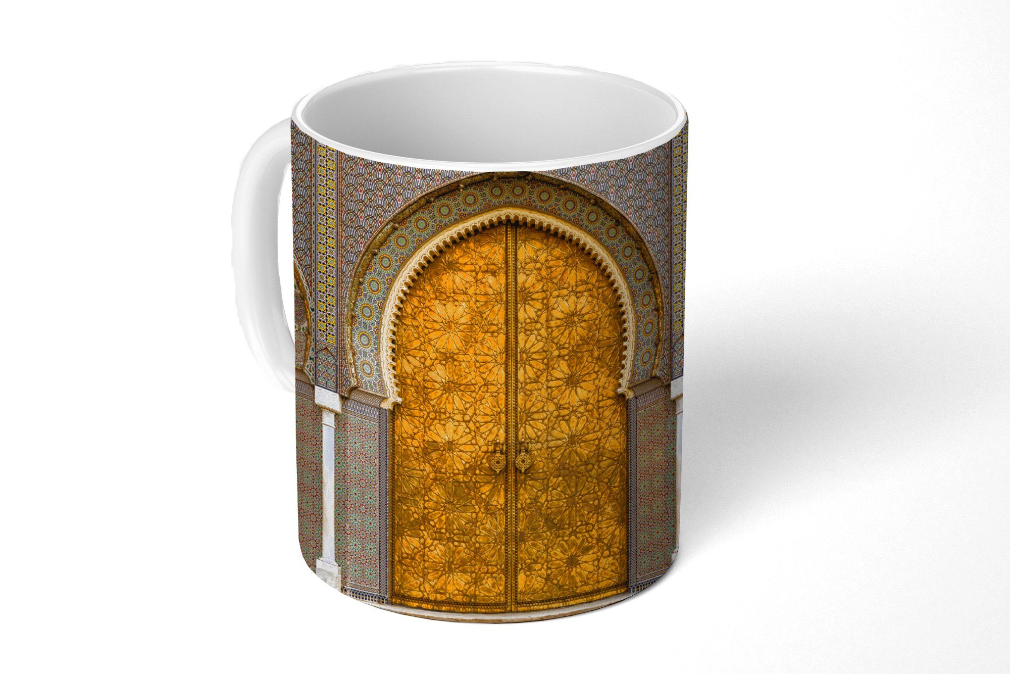 MuchoWow Tasse Türen - Architektur - Gold - Muster, Keramik, Kaffeetassen, Teetasse, Becher, Teetasse, Geschenk