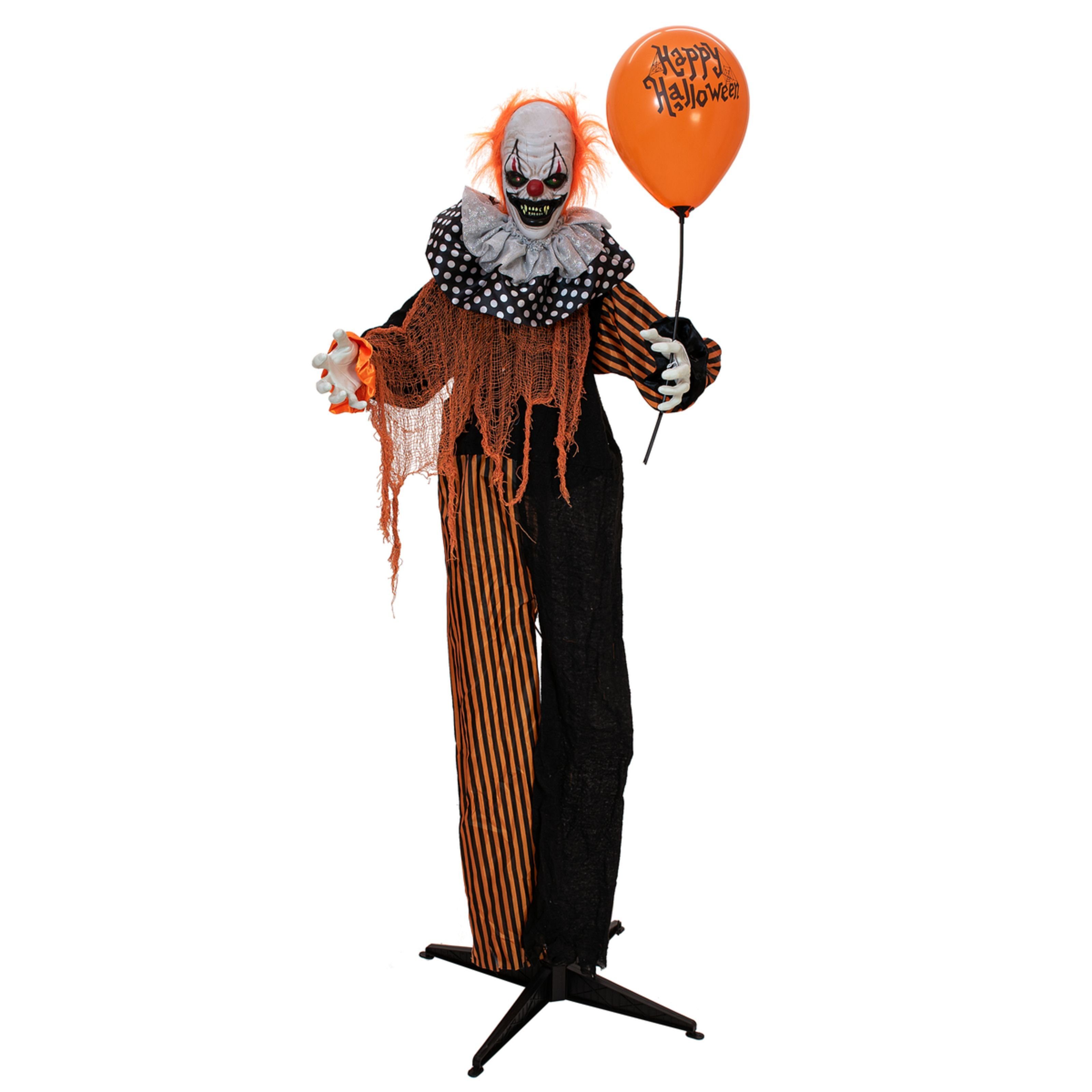 EUROPALMS Dekofigur (Deko und Möbel, Halloweendeko), Halloween Figur Clown mit Luftballon, animiert, 166cm -