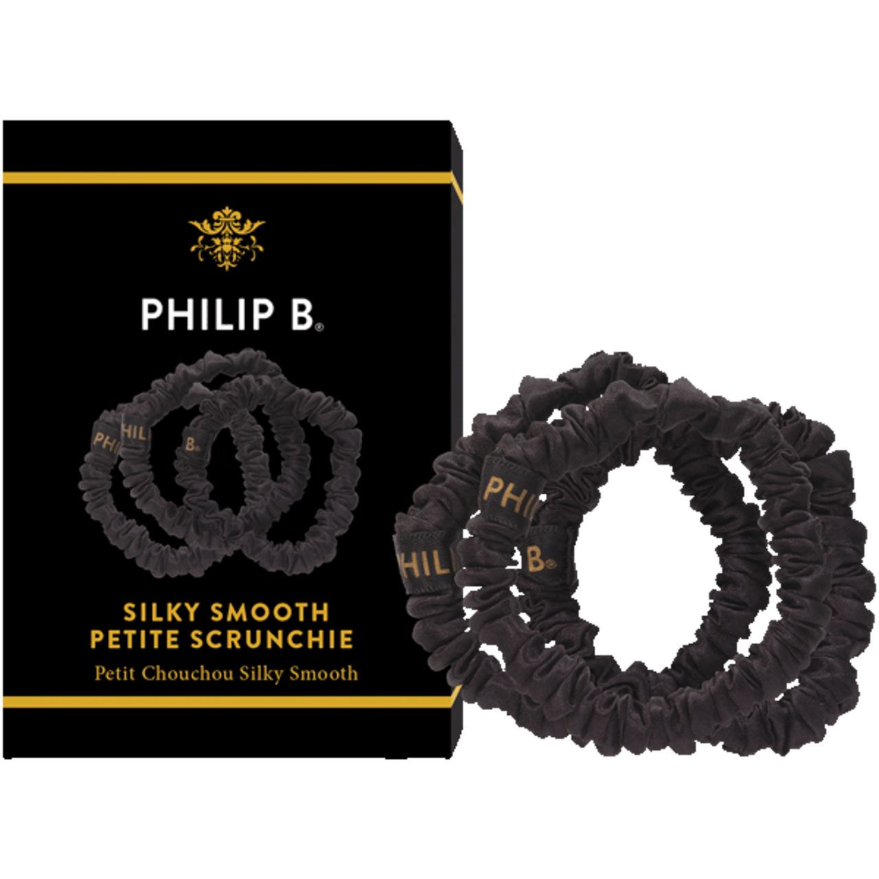 Philip B Haargummi Petite Black Scrunchie, 3-tlg.