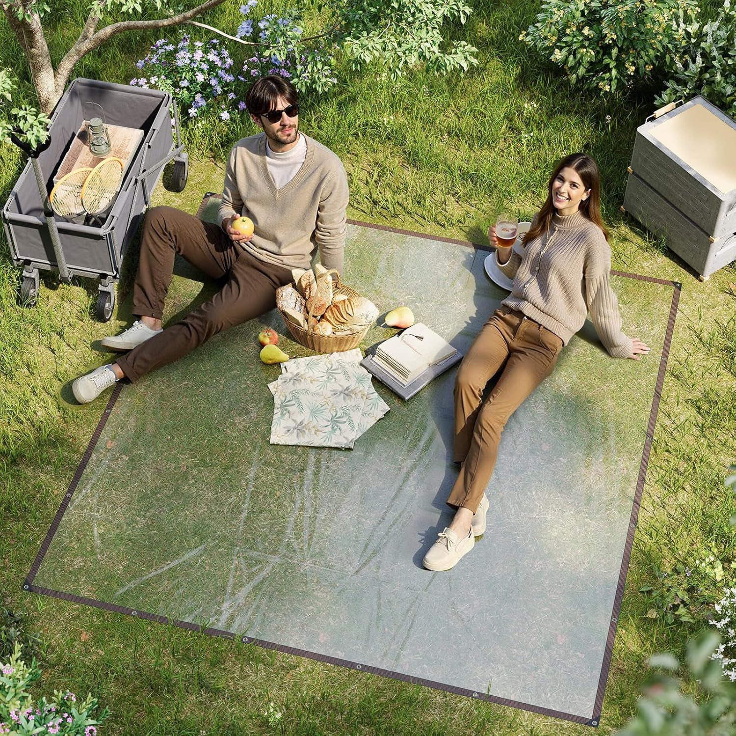 EUGAD Schutzplane (1-St), Transparent, Wasserdicht Gewebeplane mit Ösen, Mehrzweckplane