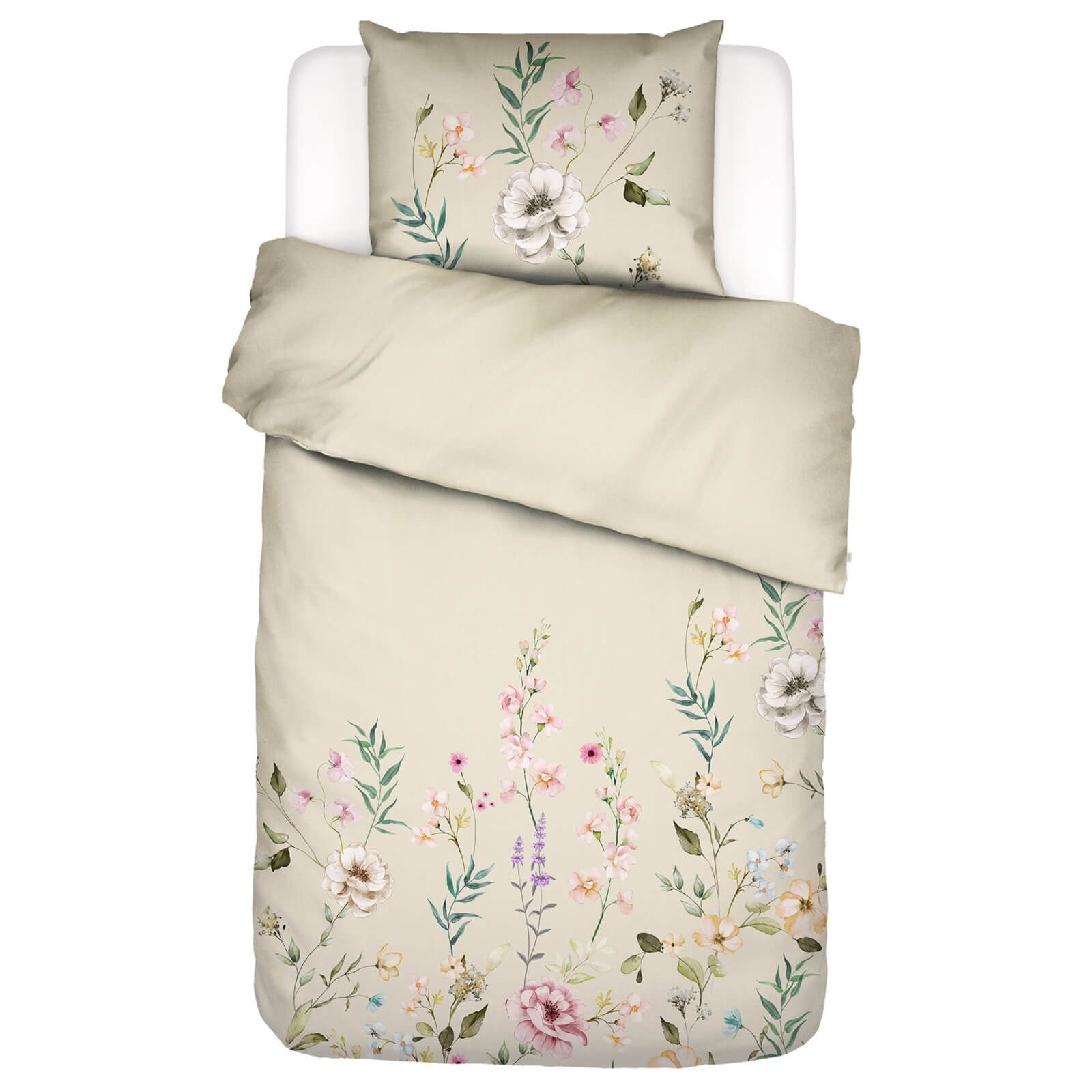 Essenza Bettwäsche Bettwäsche Romee Vanille, Satin, 2 teilig, Blüten, Wiese günstig online kaufen