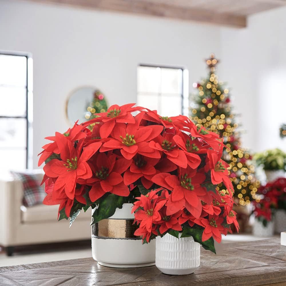 FELIXLEO Kranzblende 4er-Pack künstliche Weihnachtsblumen, Weihnachtsstern, Weihnachtsfeier (1 St)